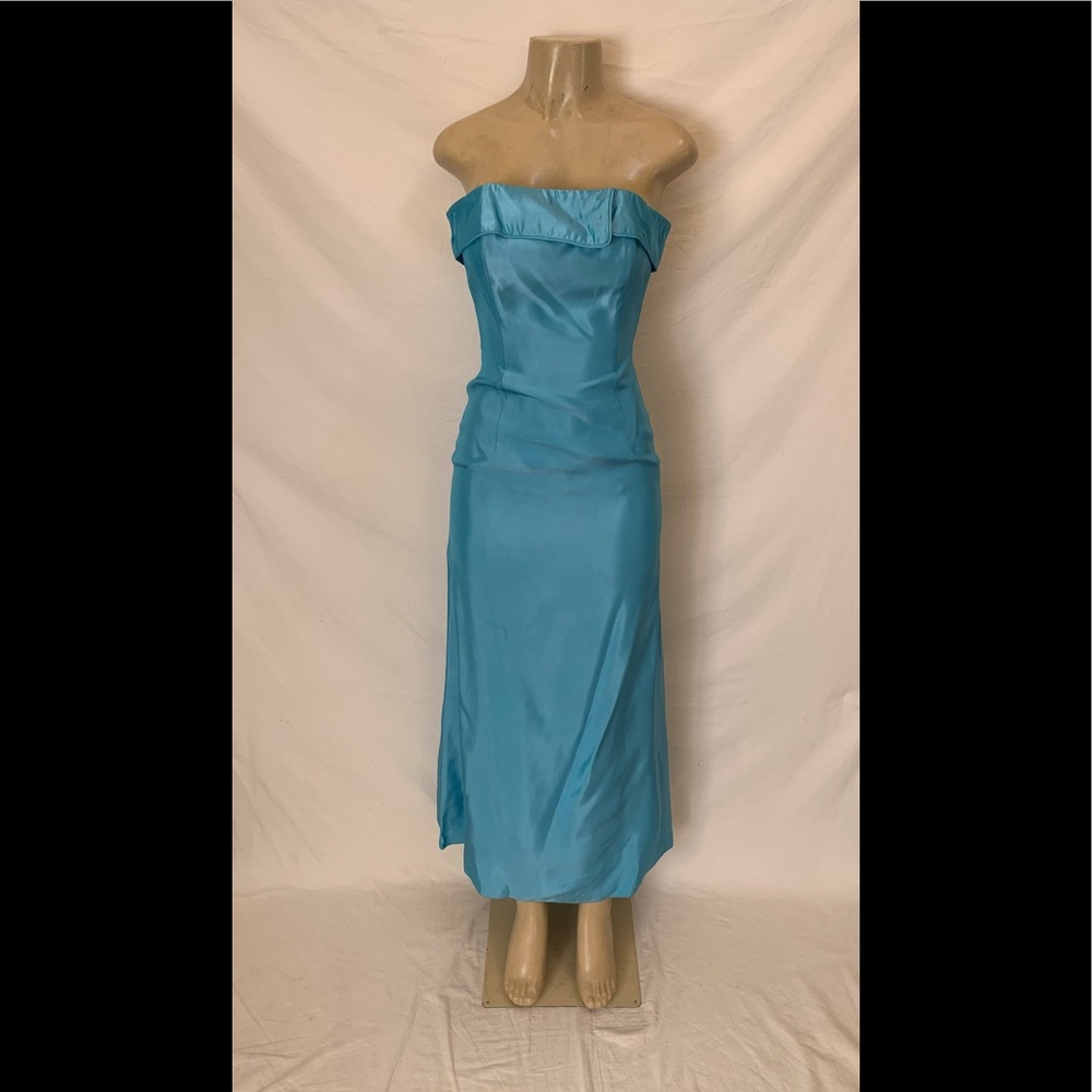 Jessica McClintock For Gunne Sax Size 3/4 Aqua Blue Strapless Evening Dress 👗